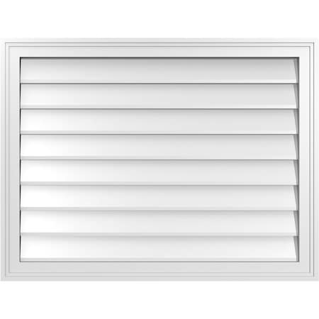 Ekena Millwork Vertical Surface Mount PVC Gable Vnt: Non-Functional, w/2"W x 1-1/2"H, Brickmould Frame, 34"W x 26"H GVPVE34X2602SN